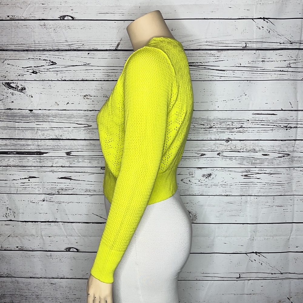 Torrid Size 1 Chartreuse Button Down Pointelle Sw… - image 3